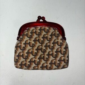 Vintage Brown and Red Clasp Purse